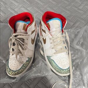 Air Jordan Kids White and Gold Sneakers
